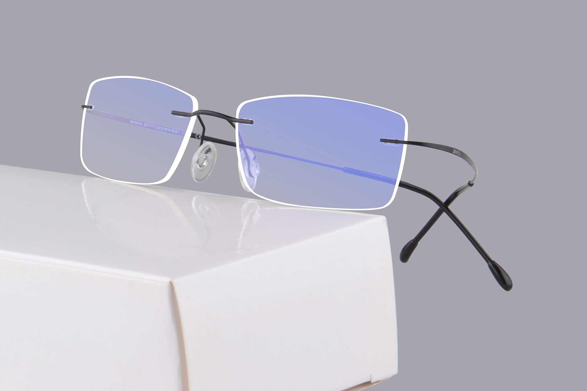 SHINU Titanium Randloser Rahmen MR-7 anti blau Light Kundenspezifische kurzsichtige Brille-NS021