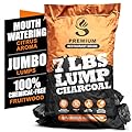 Jumbo Lump Grilling Charcoal - Natural Hand Selected Large Pcs - Dust Free Packing & Storage - USA BBQ and Smoking - Premium Restaurant Grade Barbeque Coals (7 lbs)