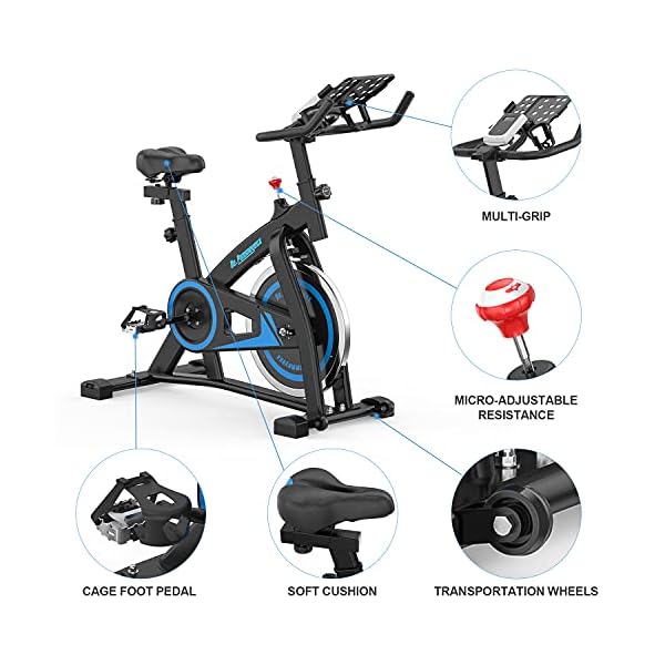 DePommeyeux-Exercise-Bike-Stationary-Indoor-Cycling-Bike-with-35-Lbs-Flywheel-Exercise-Equipment-for-Home-Workouts-Cardio-Training-with-Comfortable-Seat-Silent-Belt-Drive-iPad-Holder De.Pommeyeux Exercise Bike, Stationary Indoor Cycling Bike with 35 Lbs Flywheel, Exercise Equipment for Home Workouts Cardio Training with Comfortable Seat, Silent Belt Drive, iPad Holder