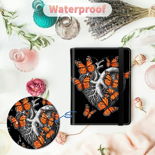 Image of Photo Album 4x6 120 Pockets Photos with Strong Elastic Band, Small Mini Albums Sheet Protector Folder for Photos, Album for Family Wedding Women Men Baby Vacation Gift, Orange Butterfly Heart