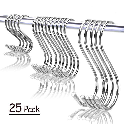 25 Pack S hooks Stainless Steel S Hanging Hooks Heavy Duty S Hanger