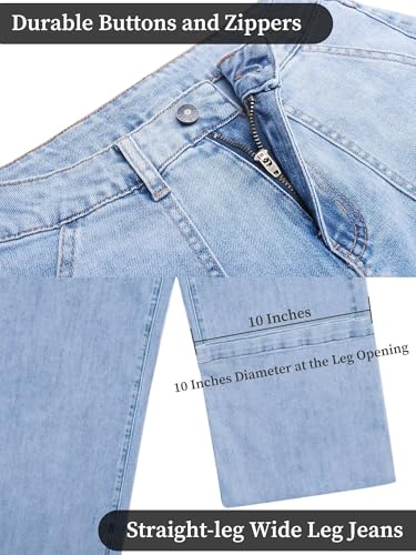 Image of Wide Leg Jeans for Women High Waist Stretch Cargo Denim Pants