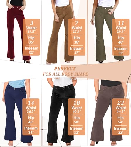 Hybrid & Company Super Comfy Stretch Women 5 Pockets Corduroy Boot Cut Pants4