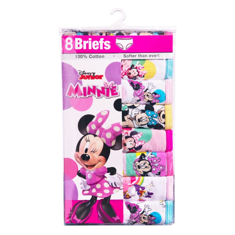 Handcraft Minnie Mouse Girls Panties Underwear - 8-Pack Toddler/Little Kid/Big Kid Size Briefs Mickey Clubhouse, 4T Assorted