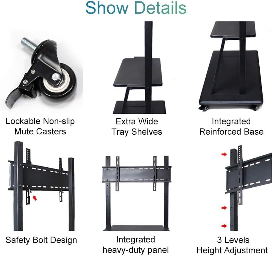Soporte móvil para TV con ruedas y estantes ajustable miniatura 5