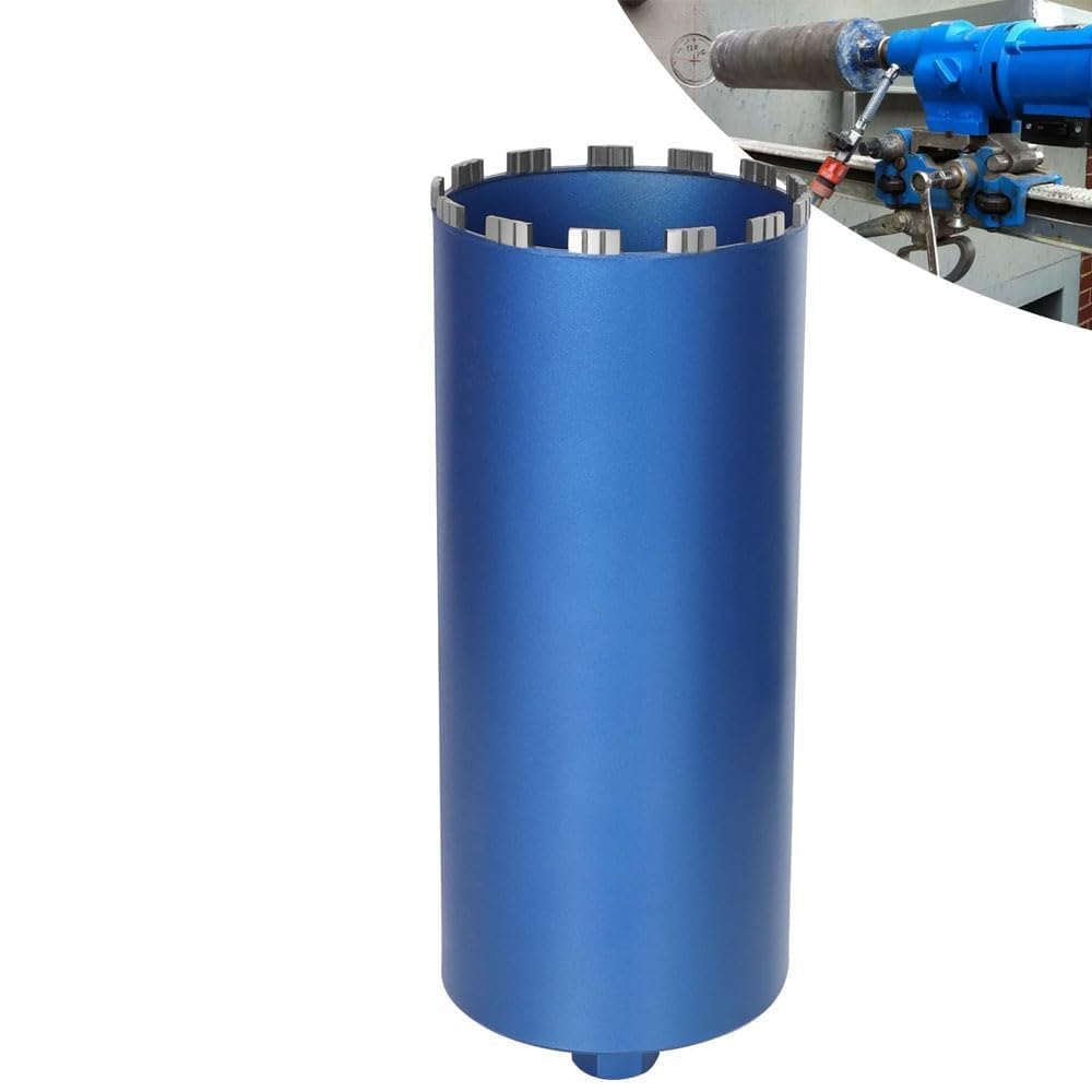 Corona Diamantata Ø 200 mm L 460 mm, Punte da Trapano Turbo 10 mm per Carotatrice, 1 1/4" UNC, per Carotaggio a Secco e a Umido su Cemento Armato, Granito e Muratura, Carotatrice a Tazza per Muro