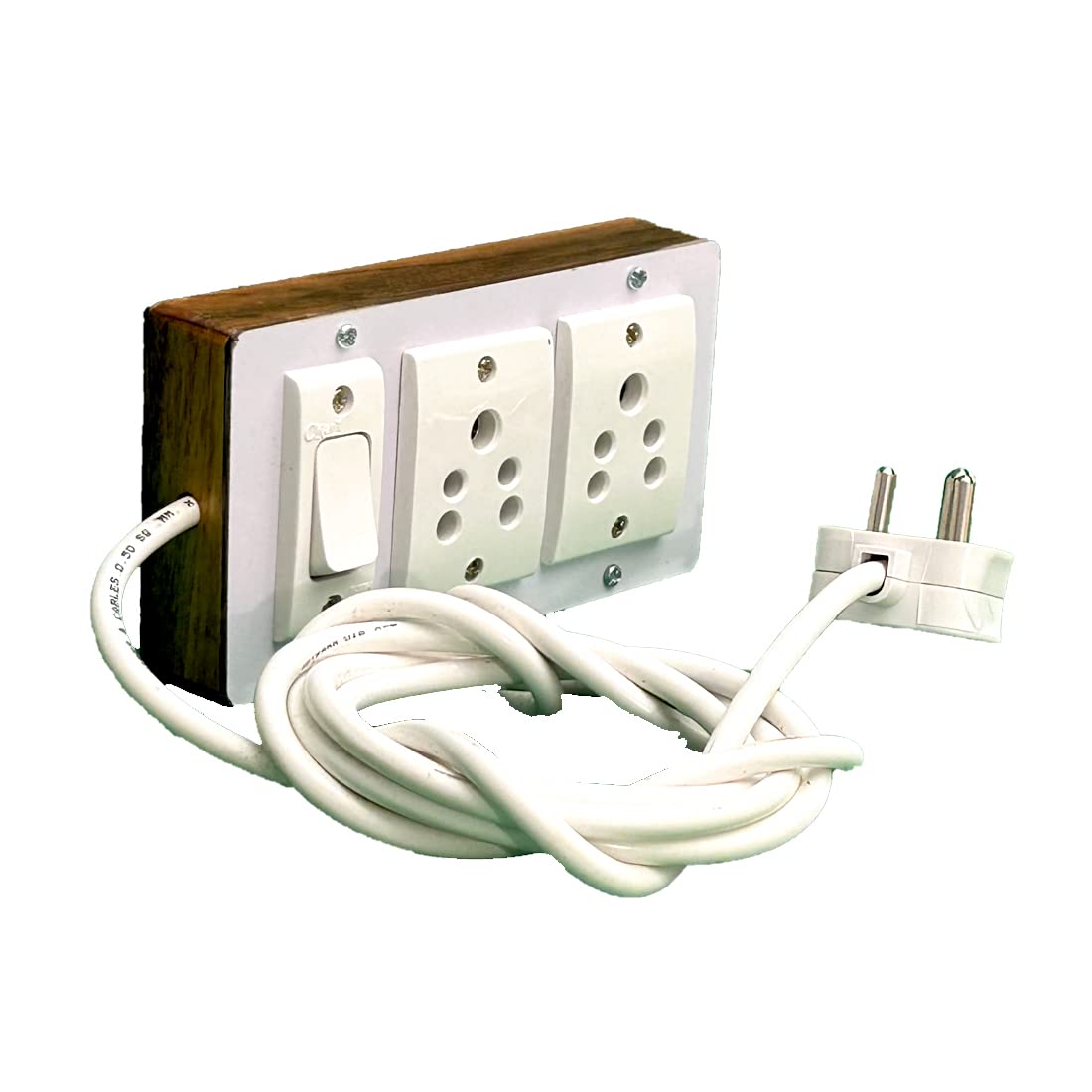 Buy 2 Plug 1 Switch Wooden Slim Design Spike Guard Electric Extension