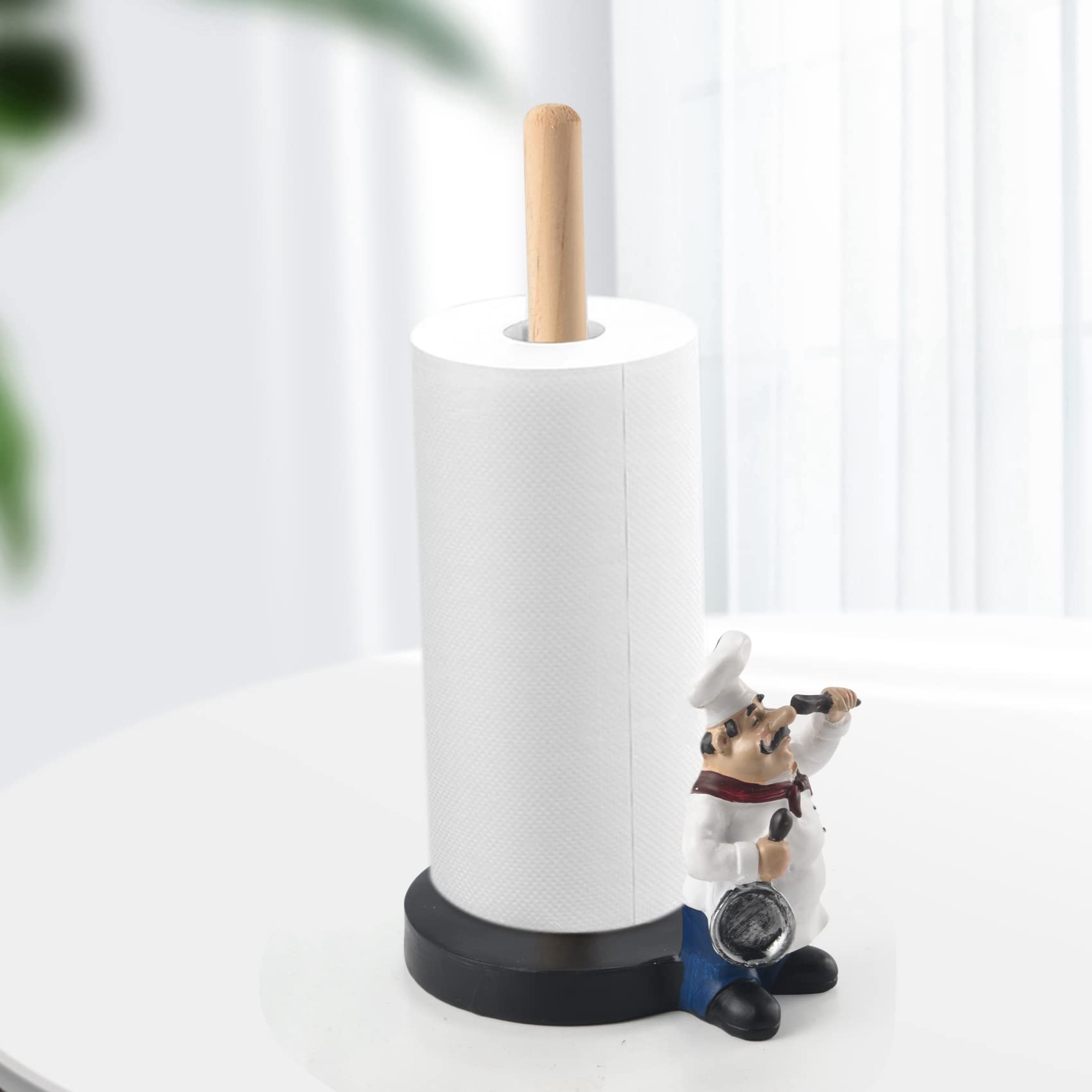 Lyzeous Resin Chef Double-Layer Paper Towel Holder Home Cake Shop Restaurant Crafts Decoration Ornament A