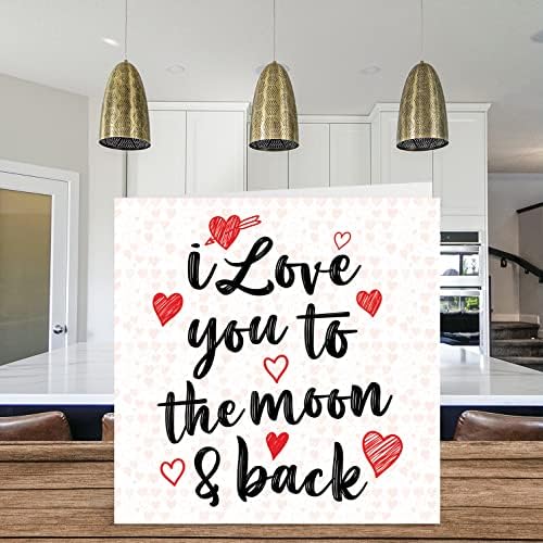 Valentine Card for Her Him - I Love You To The Moon & Back - Cute Valentines Day Card for Girlfriend Boyfriend Wife Husband Partner, 145mm x 145mm Romantic Anniversary Greeting Cards for Fiancee