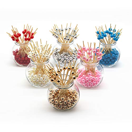 Minisland Gold Pearl Bamboo Cocktail Picks 4.7 Inch Long Fancy Toothpicks For Appetizers Drinks Fruits Party Food Garnish Skewer Sticks 100 Counts- Msl150 #TOP6
