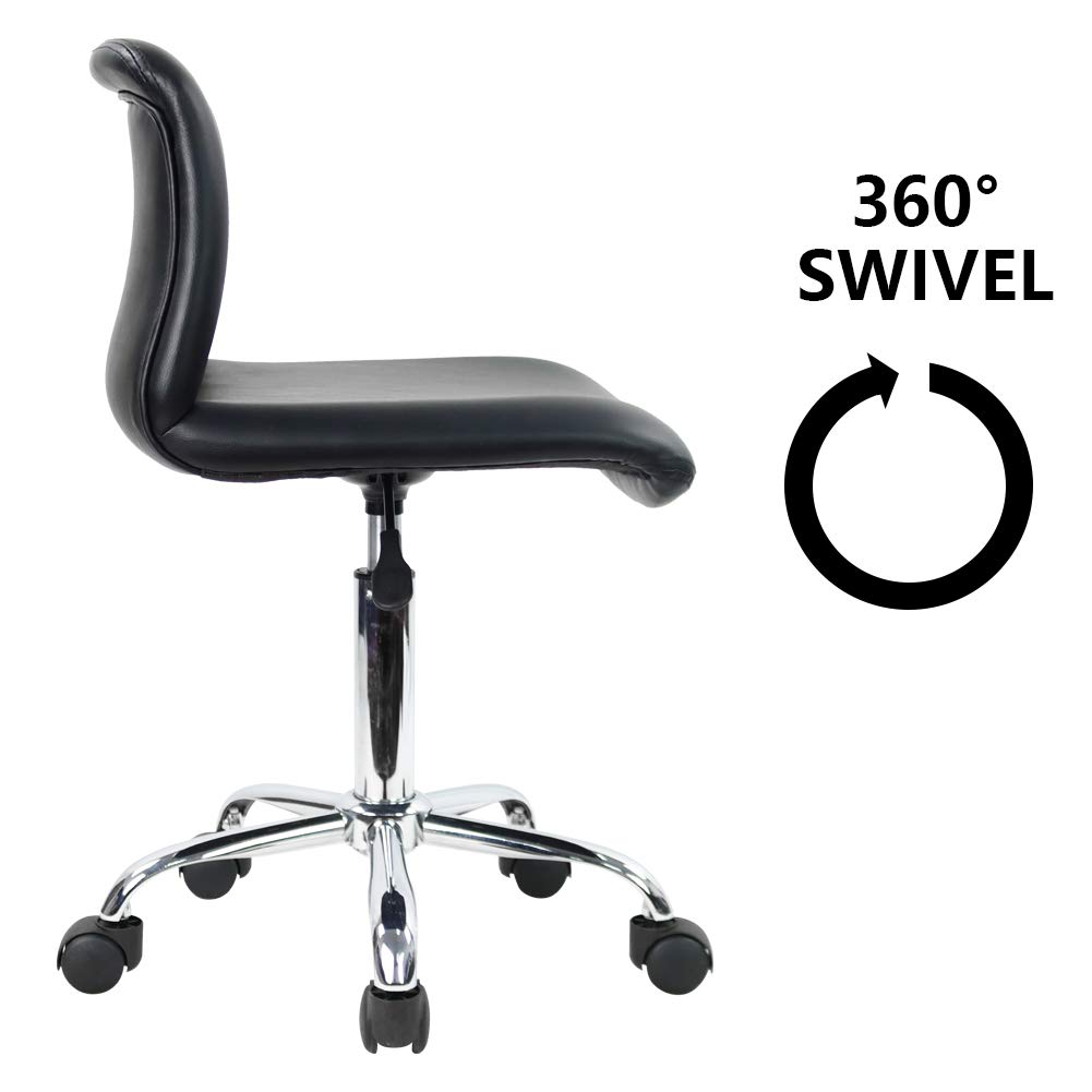 Desk Chair KKTONER Rolling Stool Adjustable PU Leather Swivel
