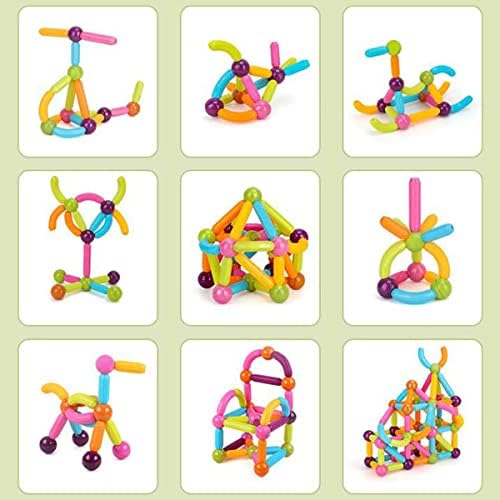 camouflage net 54pcs Magnetic Balls and Rods Building Sticks Blocks Set DIY Assembly Stacking STEM Magnet Toys Educative Building Rod Set for 3+ Years Old Kids