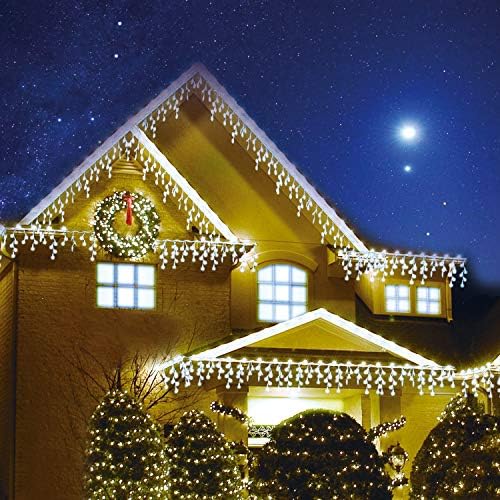Geemoo Icicle Lights Outdoor, 360 LED Christmas Lights, 29.5ft, 8 Modes