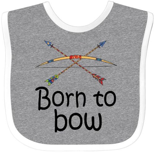 Inktastic Born To Bow Baby Bib Heather & White 4569f