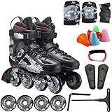 AMAZOM Inline-Skates Für Kinder - Verstellbare 4-Rad-Rollschuhe, Teens Und Junge Erwachsene, Outdoor-Rollschuhe Für Anfänger Und Fortgeschrittene,37