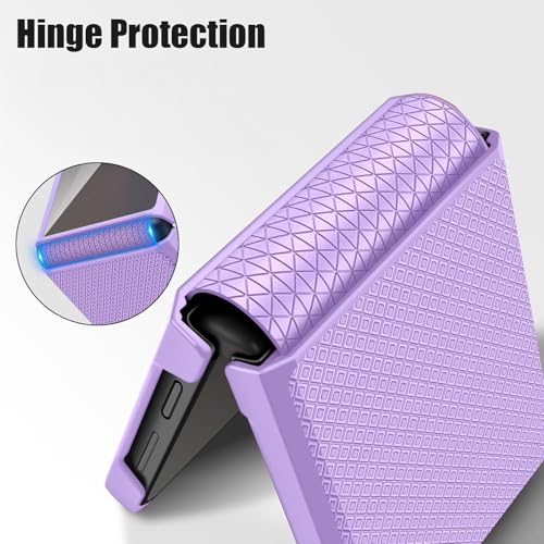 Image of Kapa Textured Grip Hinge Protection Back Cover for Samsung Galaxy Z Flip7 / Z Flip 7 | with [Inbuilt Glass] Full Body Shockproof Hard Back Case (Purple)