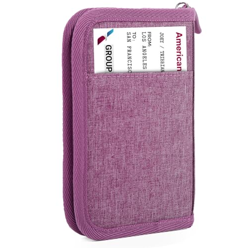 Single Passport Holder for Travel, RFID Travel Document Organizer for Women Waterproof Passport Wallet Men Portable Case for Cards, Boarding Pass, ID, Money, Tickets with Zipper