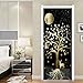 JLPDDQ Adesivi Per Porte Arte Creativa Alberi Dorati Astratti Adesivi Murali Camera Da Letto Fai Da Te Decorazioni Per La Casa Poster Pvc Impermeabile 3D Decalcomanie Adesivi Per Porte 77X200Cm