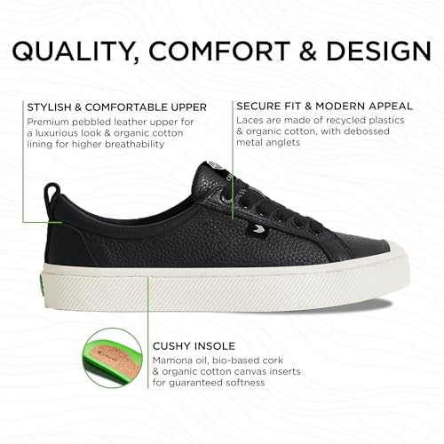 Image of Cariuma OCA Low Premium Leather Sneakers, Comfortable Shoes for Women, Lightweight & Sustainable, Versatile Casual Footwear with 100% Vegan Insoles, Rubber