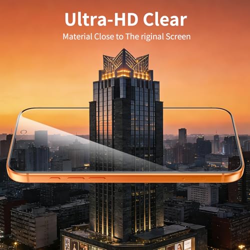 Image of 2 Pack for iPhone 17 Pro Max Screen Protector, 9H+ Hardness Tempered Glass Full Edge Coverage, Military-Grade Shatter Protection, HD Clear & Sensitive Touch, Easy Installation