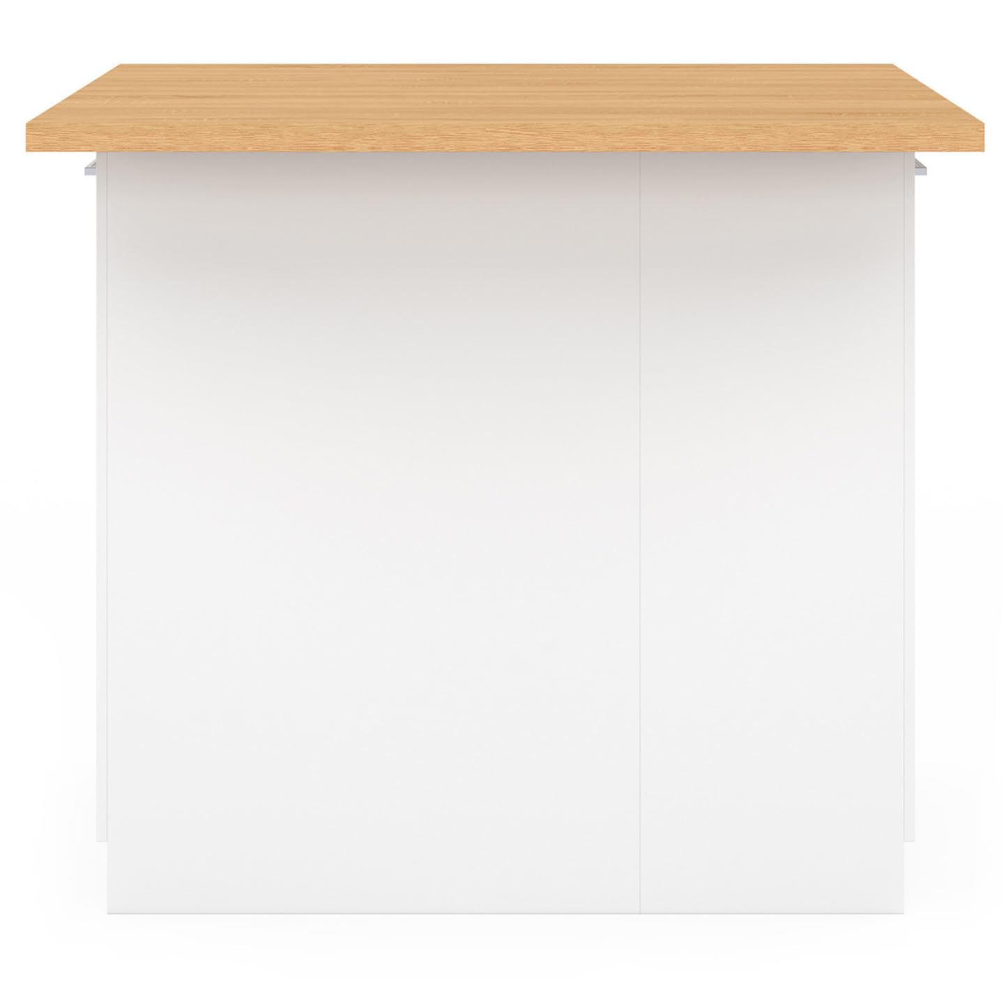 IDMarket - Ilot Central IVO 100 cm Blanc avec Plan de Travail façon hêtre