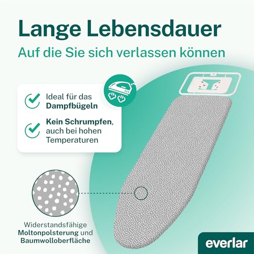 everlar® Premium Bügelbrettbezug 120x40 (M) I Made in Germany I OEKOTEX100 I Bügeltischbezug I...