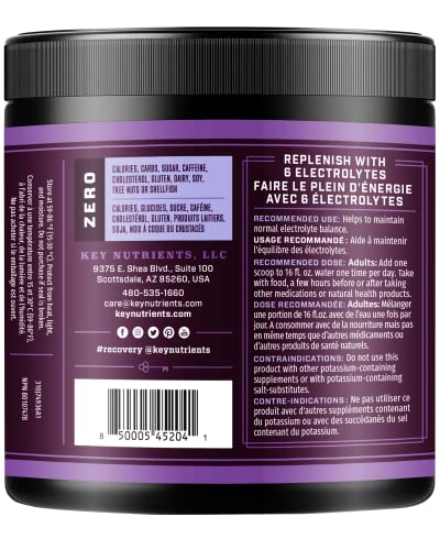 Key Nutrients Electrolytes Powder - Fruity Grape Electrolyte Drink Mix - Hydration Powder - No Sugar, No Calories, Gluten Free - Powder And Packets (20, 40 Or 90 Servings) #TOP1