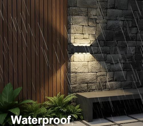 Image of 8W LED Up Down Wall Light - IP65 Waterproof Outdoor & Indoor Metal Lamp | 8-Way Warm White Light Fixture with Shockproof Body | Modern Design for Home | Matt Black, Pack of 1