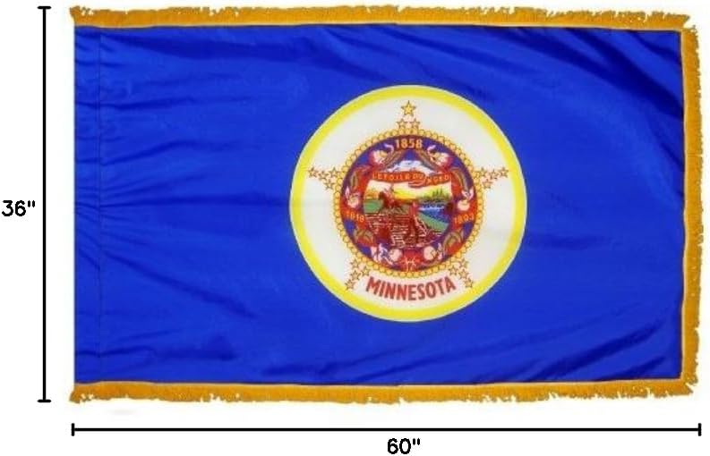 Minnesota State Indoor Outdoor Parade Color Guard Dyed Nylon Flag Pole Hem Fringe 3' X 5'