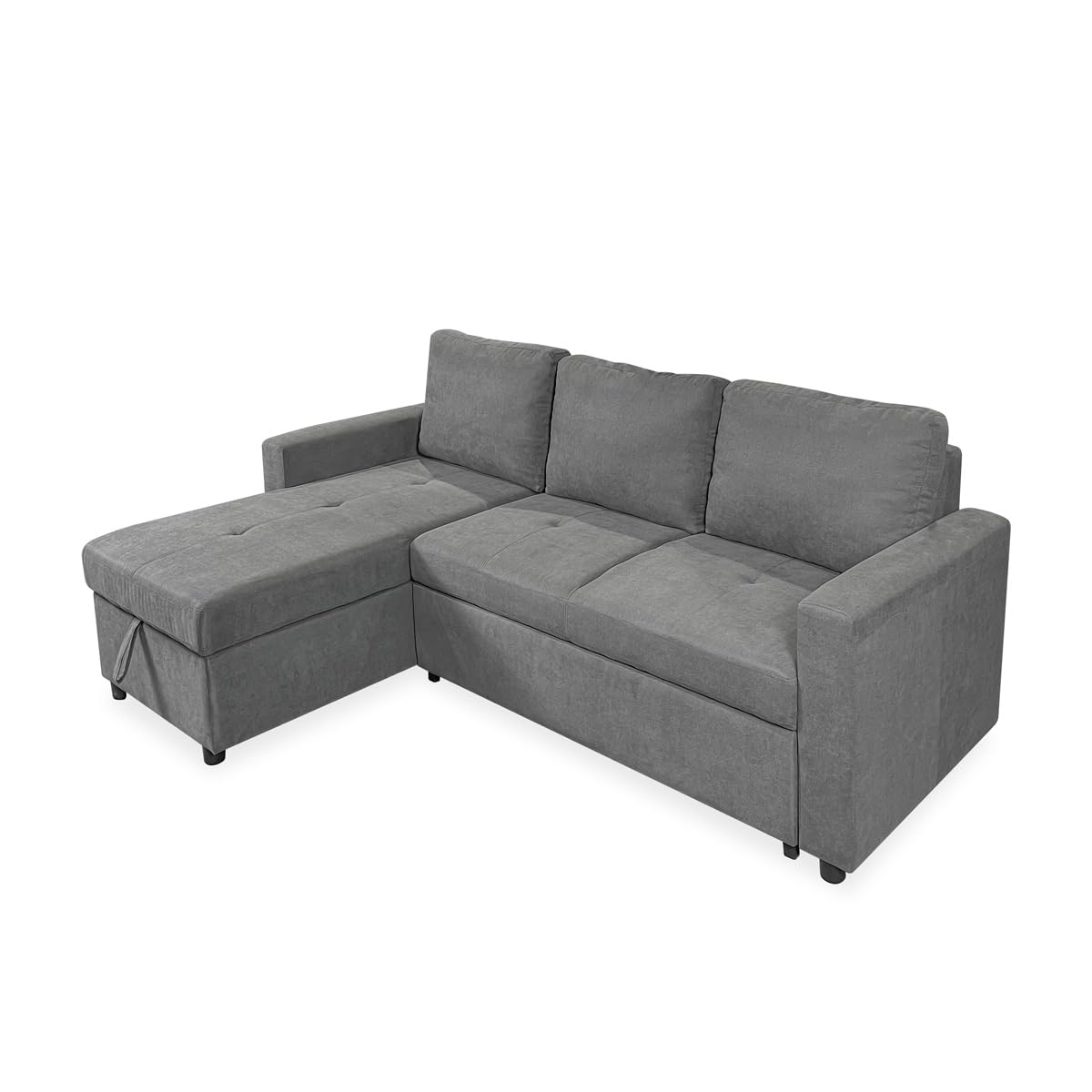 Mattfy Chaise Longue Sofá Cama con Arcón de Almacenaje Modelo Terranova, Diseño Moderno, Práctico y Funcional, Madera, Gris Marengo, 229cm (Largo) x 153cm (Fondo) x 93cm (Alto)