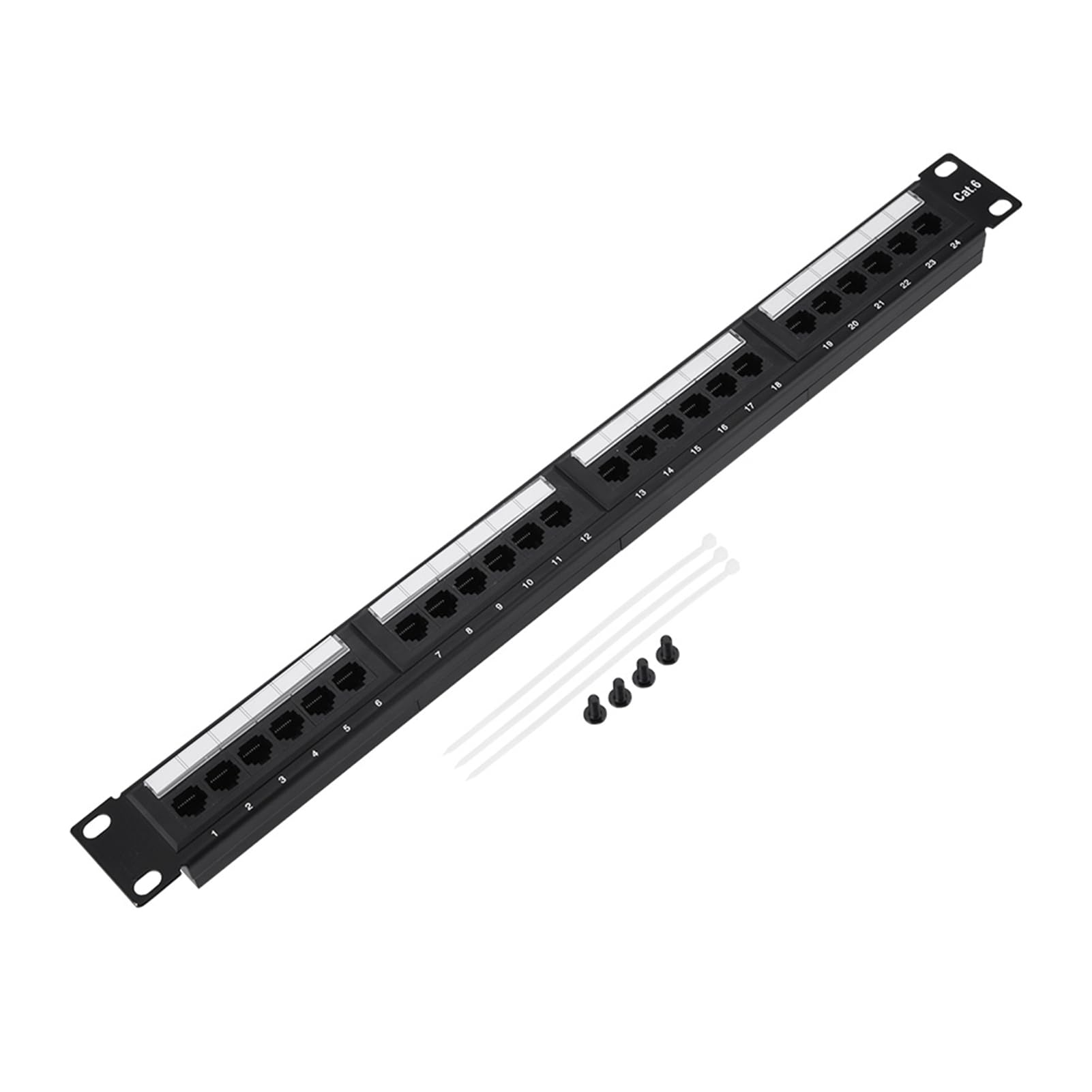 Panneau de Brassage Réseau 24 Ports, Panneau de Brassage Réseau CAT6 19 Pouces Panneau de Brassage Ethernet Mural ou monté en Rack pour la Gestion du Réseau et des Câbles