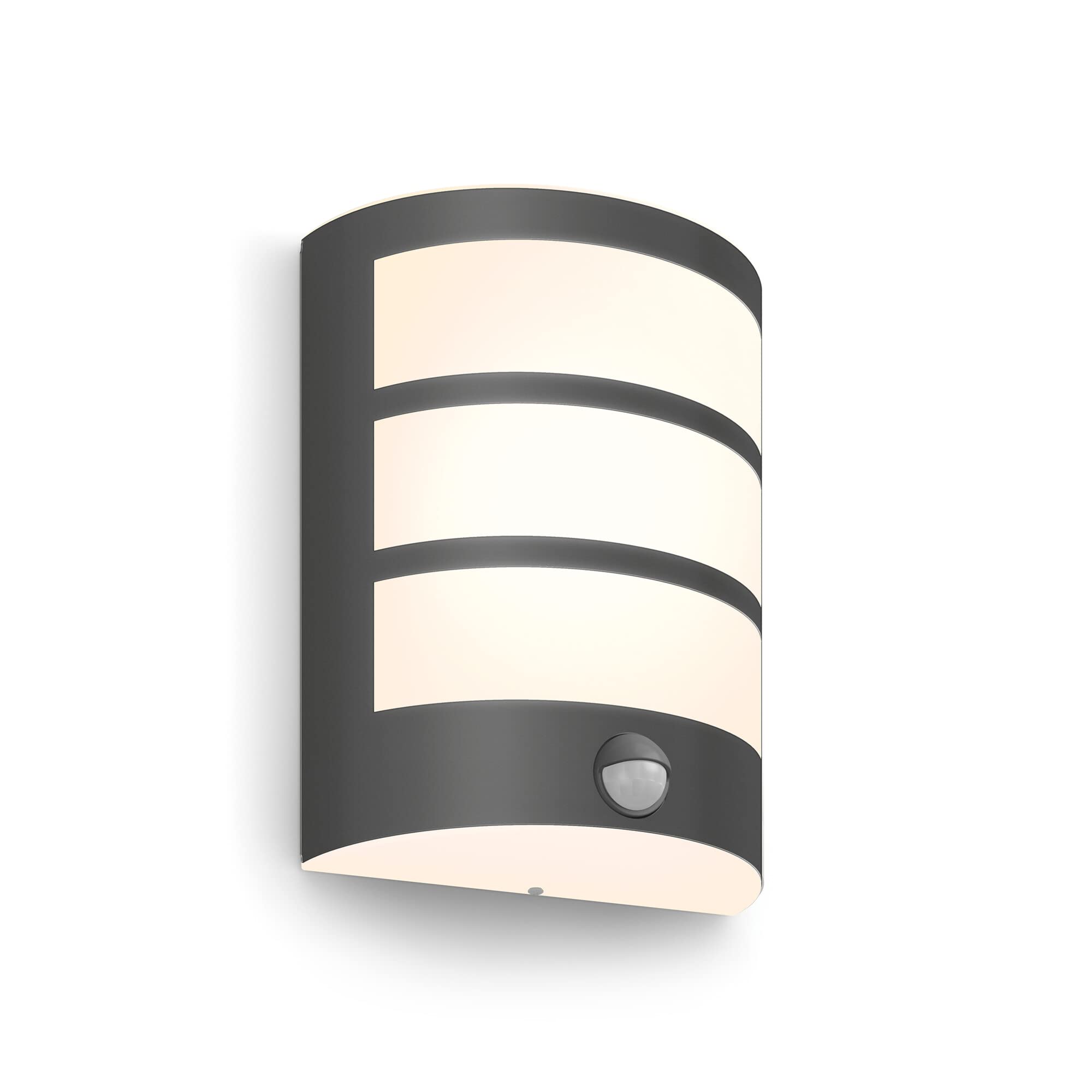 Philips myGarden LED Python Wandaußenleuchte mit Bewegungsmelder, 6W, warmweißes Licht 2.700K, 600lm, IP44 Schutzklasse, integriertes Leuchtmittel, Anthrazit
