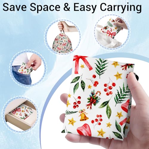 Image of Holly Berries Gymnastics Grip Bag Bowknot Small Adjustable Athlete String Bag Holiday Party Favor