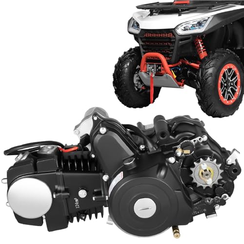 125cc Dirt Bike Engine with Reverse, 4 Stroke Complete Motor Kit Electric Start ATV Motor Semi-Auto Transmission with Automatic Clutch for Go Kart Beach Vehicle Motorcycle Tricycle Quadricycle