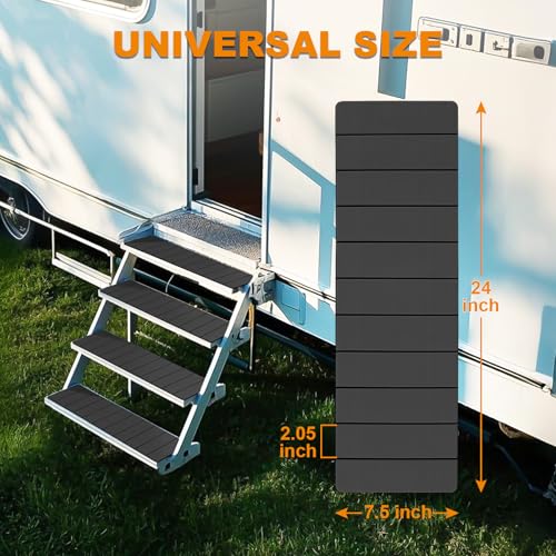 RV Step Covers 4 Pack, Non Slip rv Stair Covers, 24 x 7.5 inches, Dark Gray