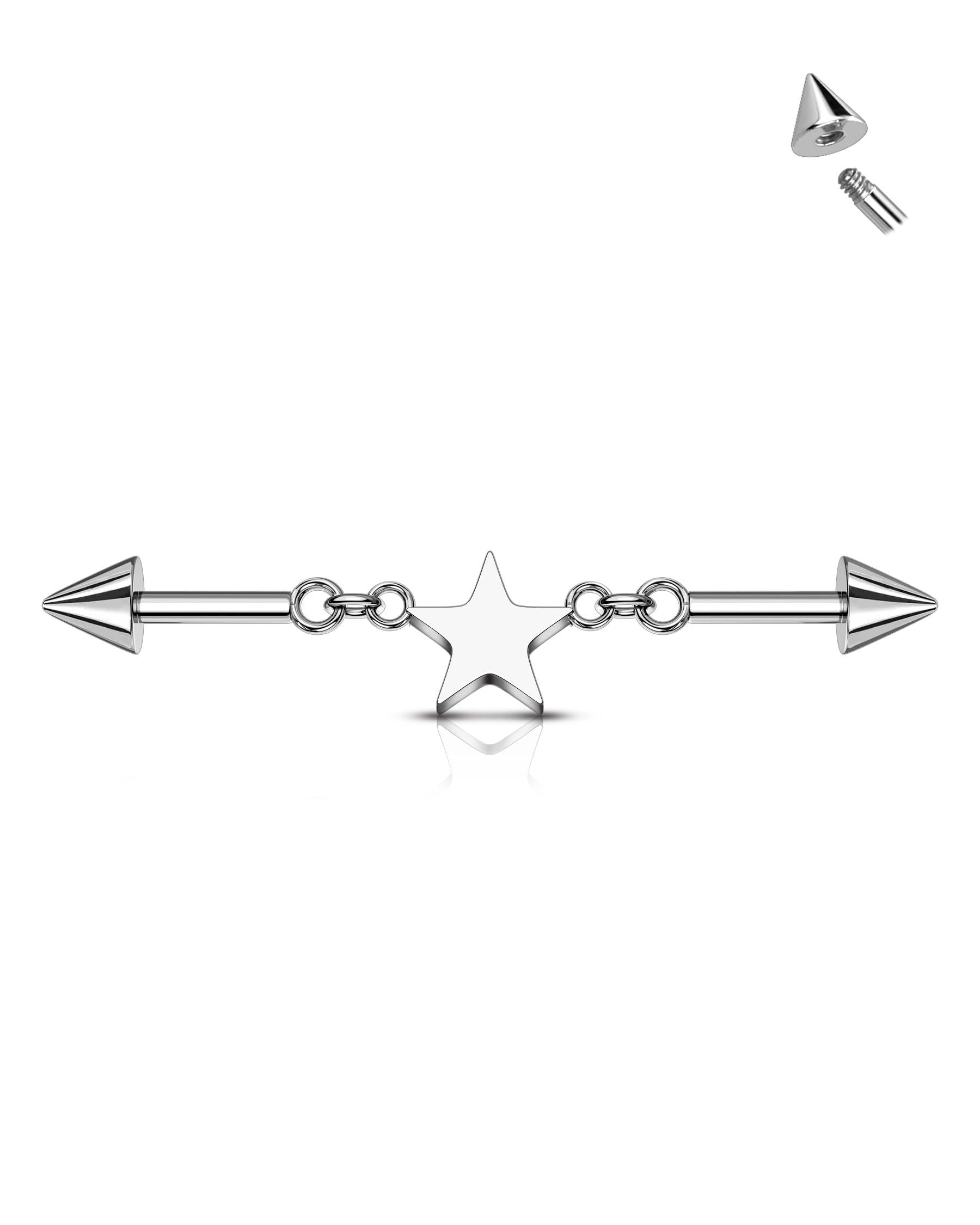 Agrewd Minimalist Industrial Piercing Jewelry 14G 316L Stainless Steel Industrial Earrings 38MM Barbell