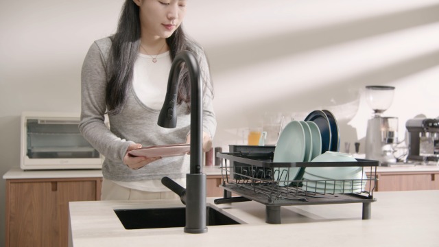 Goderewild Dish Drying Rack for Kitchen Counter,Space-Saving Dish Rack with Drainboard,Rustproof Countertop Dish Drainer with Utensil Holder for Sink,Gray