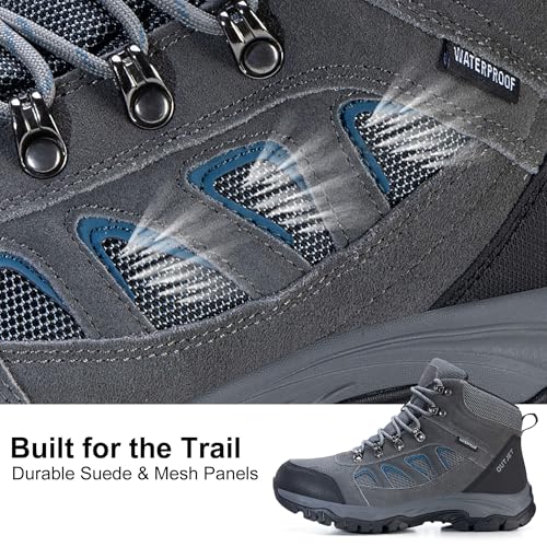 Men's Waterproof Hiking Boots Lightweight Comfortable Leather Outdoor Boots3