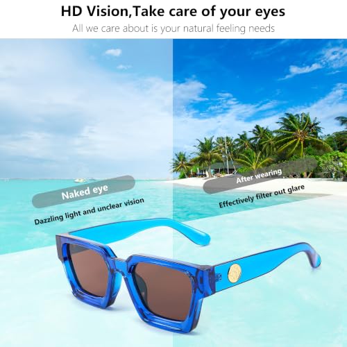 Image of FEISEDY Retro 90s Chunky Square Sunglasses for Women Men B2385