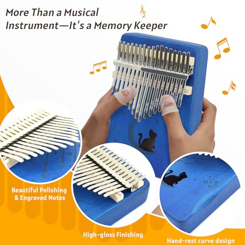 Image of 17 Key Kalimba Thumb Piano, Mbira Instrument,Musical Gift for Kids & Adults