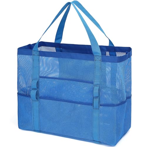 Image of Fammart Mesh Beach Bag for Women, Large Beach Toy Pool Bag with Zipper Pocket, SandProof Cruise Essentials 2026 Family Travel