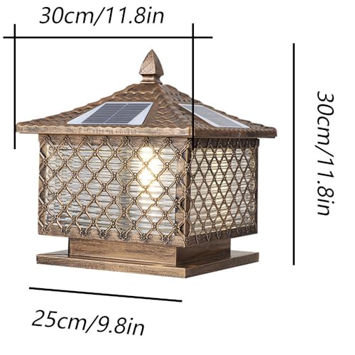 Lampe de colonne solaire style chinois en fonte d'aluminium et verre - 7