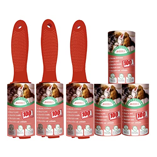 JINGDELY Lint Rollers for Pet Hair Remover, Extra Sticky [600 Sheets/6 Refills] Pet Lint Brush Fur Lint Remover, Cat Dog Hair Remover for Furniture and Clothes
