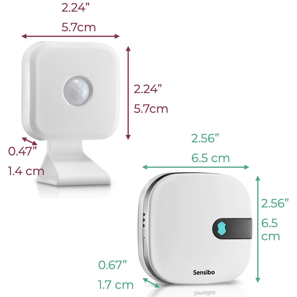 Sensibo Air + Room Sensor - Supervisión de A/C, eficiencia energética, Lee la Actividad en Habitaciones, On/Off autom.; Ahorra energía Google, Alexa, Apple HomeKit y Siri Ready. para A/C con c/Remoto
