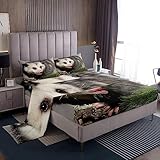 Opossum Bed Sheets Full Size Possum Fitted Sheet for Kids Boys Girls Teens Adults Opossum Lovers Gift Bed Sheet Set Funny Animal Botanical Leaves Bedding Sheets Bedroom Decor Flat Sheets 4Pcs