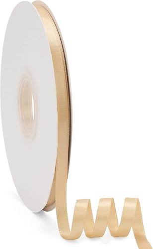 Cinta de satén de doble cara dorada de 14 pulgadas x 50 yardas, cinta de color sólido de alta densidad, ideal para manualidades, envoltura de