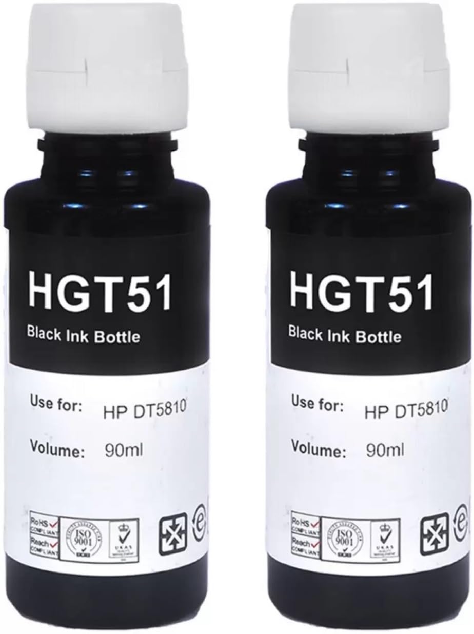 Tequo Refill Ink Compatible for HP GT51 Smart Tank 115, 500, 510, 515, 516, 720, 750, 790 Printers Black Pack f 2 Ink Bottle
