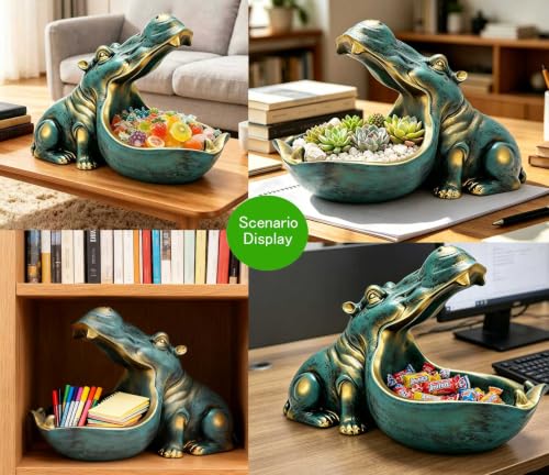 Estatua Hipopótamo Grande Azul para Decoración Hogar miniatura 3
