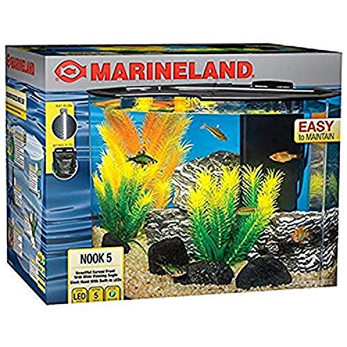 Marineland Nook Aquarium Kit with Built-In LEDs and Hidden Filtration, 5 Gallon