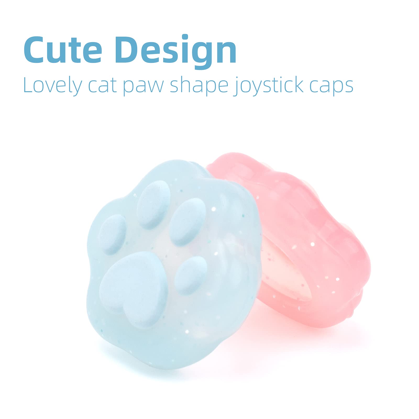 GeekShare Cat Paw Shape Thumb Grip Caps Soft Silicone Joystick Cover Compatible with Switch/OLED/Switch Lite,4PCS (Pink & Blue)